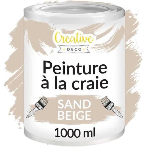 Creative Deco Peinture à la Craie Beige Sable, 1L, Mat et Lavable, Peinture Meuble Bois, Chalk Paint