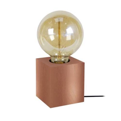 BOIS CUBE-Lampe de chevet carré bois cuivre Abat-jour: globe ampoule déco  ampoule 1 ampoule E27 pop color P8xD8xH21cm