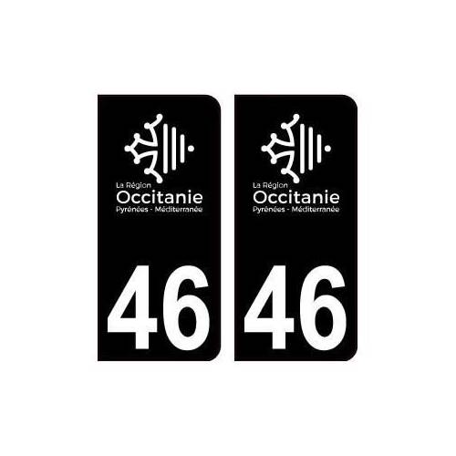46 Occitanie nouveau logo noir autocollant plaque immatriculation
