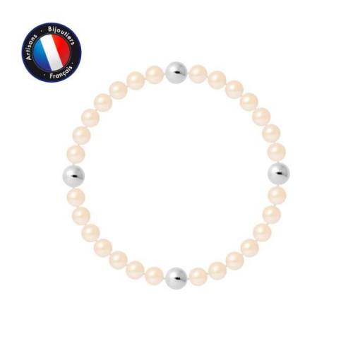 PERLINEA Bracelet Perles de Culture d'Eau Douce Ronde 45 mm Rose