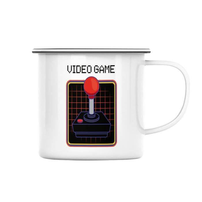 Mug en Métal Emaillé Joystick Synthwave Jeux Video Retro Gaming Classique Arcade