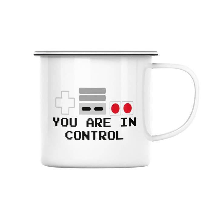 Mug en Métal Emaillé You Are in Control Manette Console Retro Jeux Vidéo Arcade Classique