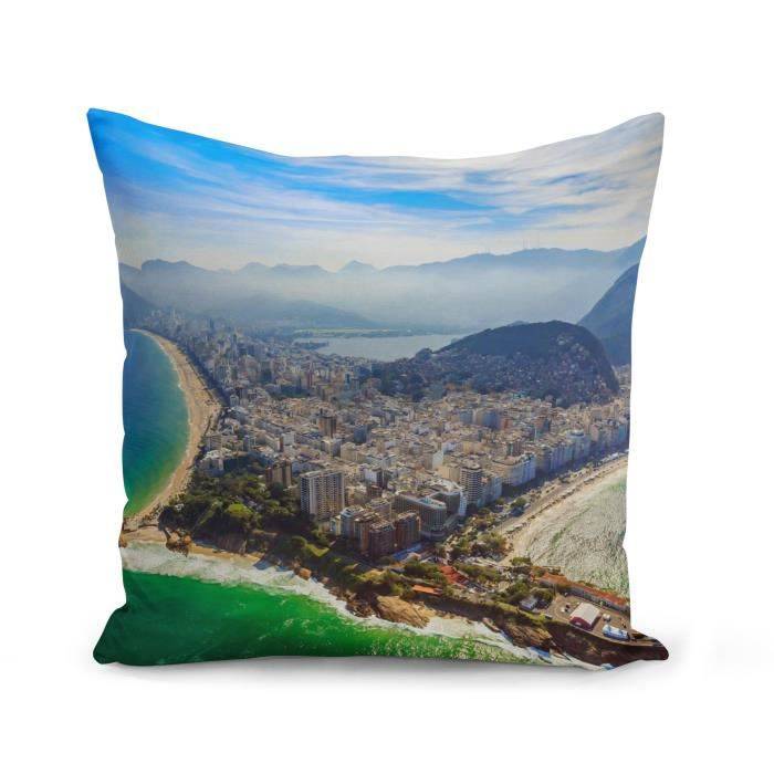 Housse de Coussin 40x40 cm Rio de Janeiro Bresil Panorama Ville Baie Vacances