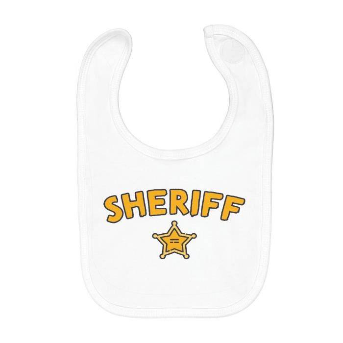Bavoir en coton bio Sheriff Etoile Police Far West BD - FABULOUS - Mixte - A partir de 0 mois - Blanc
