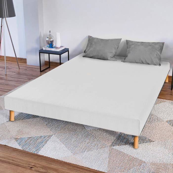 Sommier tapissier Capucine 90x200 cm - BELLECOUR LITERIE - Blanc - Epaisseur 13 cm