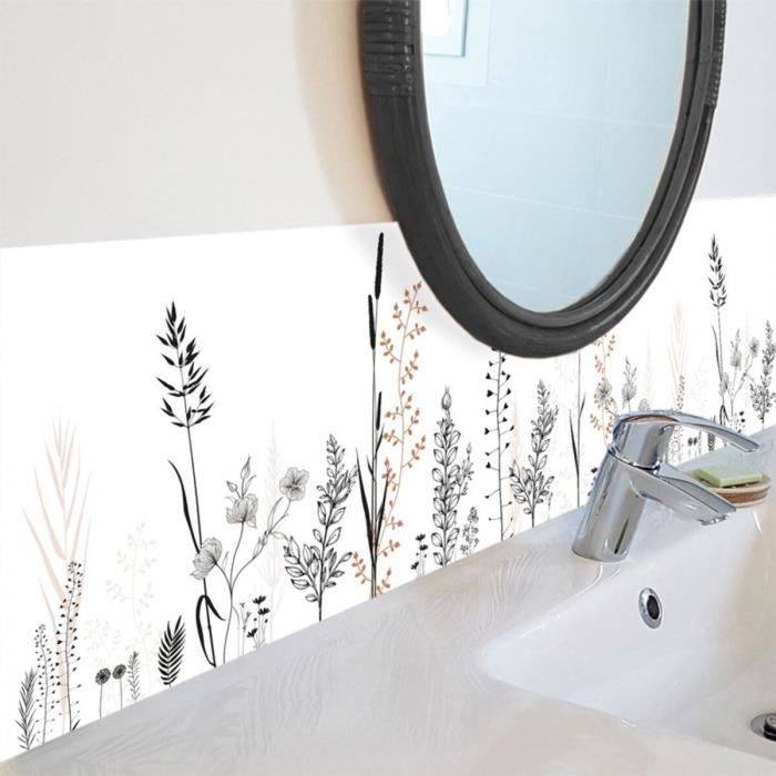 Crédence salle de bain adhésive VEGETALIST - 99 DECO - lot de 2 - Multicolore - Blanc - Contemporain - Design