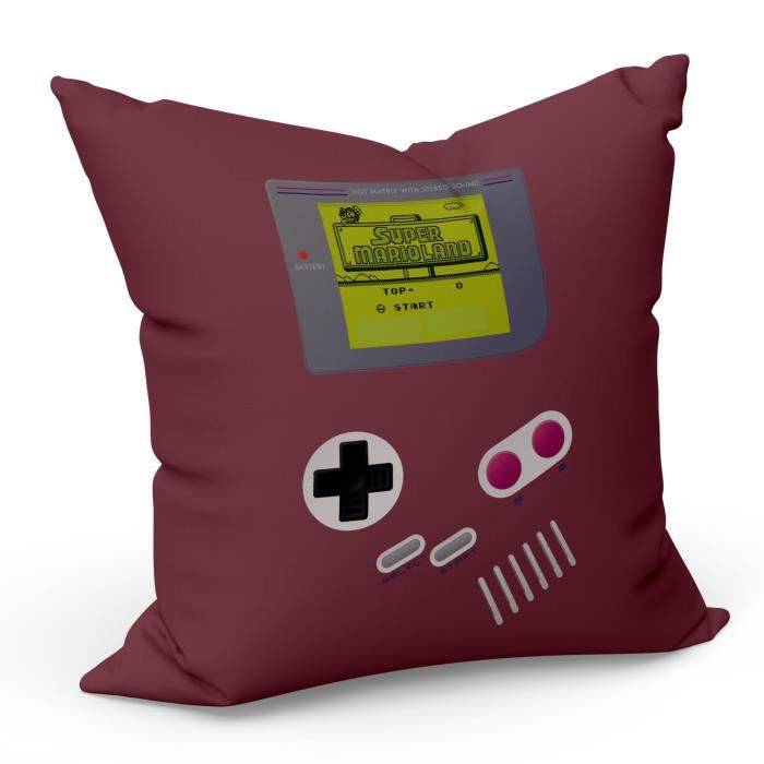 Coussin Rouge Old School Game Console Portable Jeux Video Retro Video Game 1990 (40x40cm)