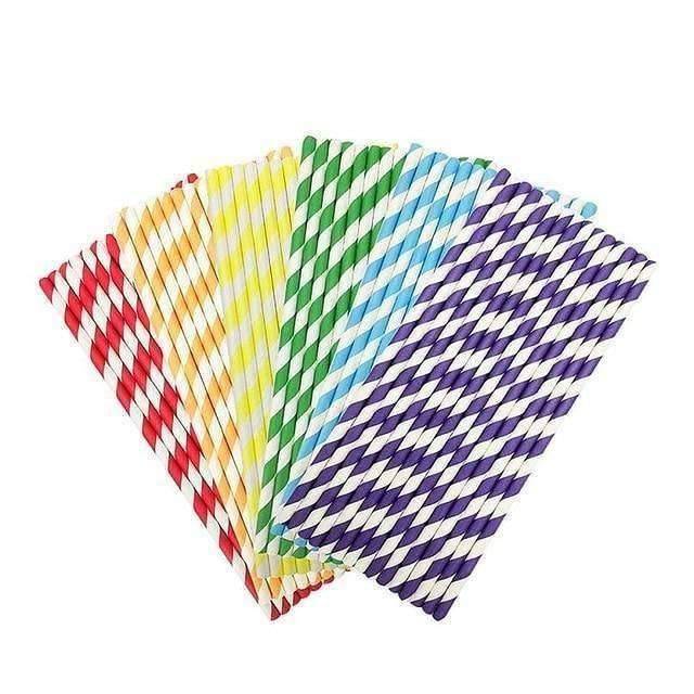 Paille en papier multi-couleur lot de 25 ou 200 Mix lot de 200