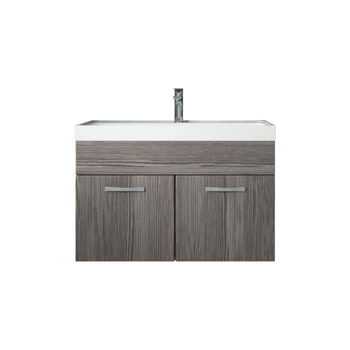 Meuble de salle de bain Paso 01 80x40cm lavabo Bodega (gris) – Armoire de rangement mirroir