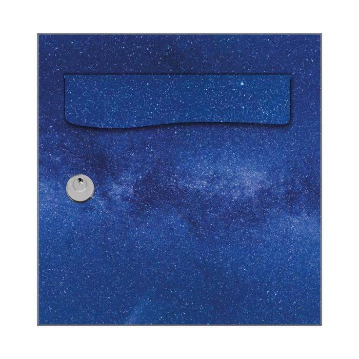 Autocollant Sticker Décoration Boîte aux lettres Texture Galaxie Bleue  Face Avant