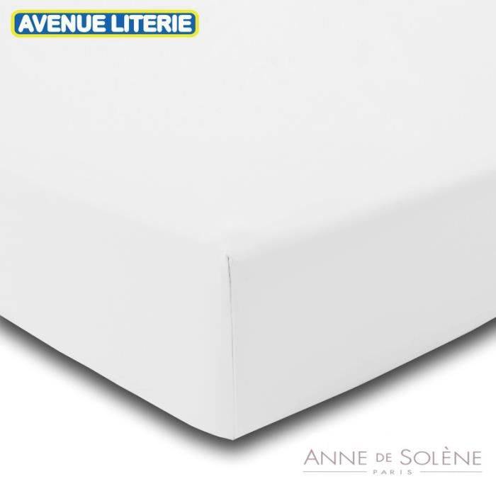 Drap Housse Uni Blanc Percale Anne de Solène 80 x 200 (1 pers) Blanc Blanc Vexin