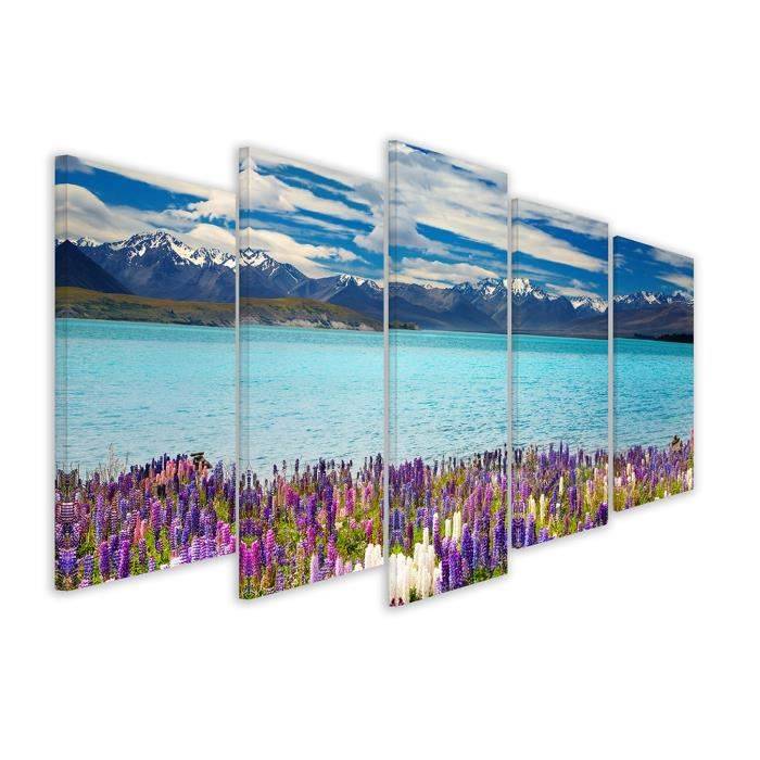 Tableau paysage lac de montagne et transparence, 150x80cm