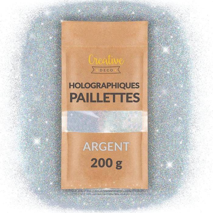 Poudre de paillettes - Paillettes maquillage - Paillettes pour ongles - Argent - 200g