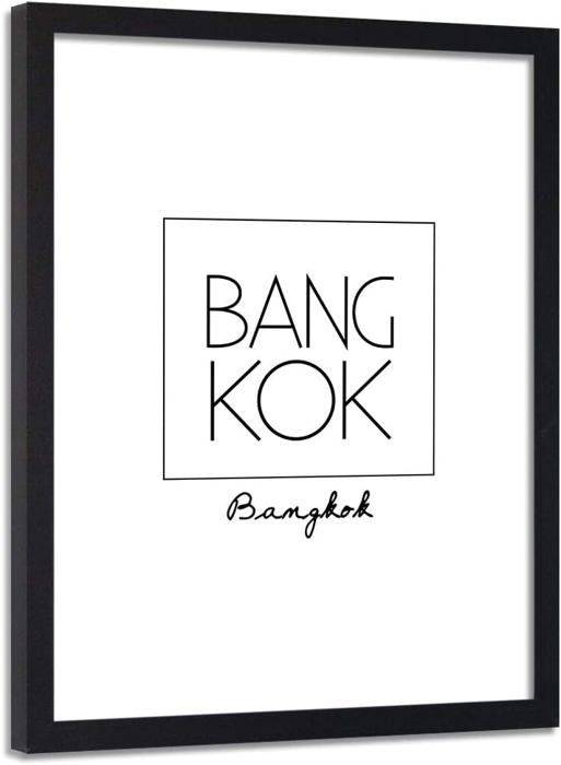 Tableau mural avec cadre noir - Bangkok Thaïlande - Decoration murale - Impression sur toile Image - 40x60 cm - Feeby