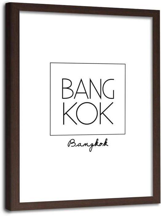Tableau mural avec cadre marron - Bangkok Thaïlande - Decoration murale - Impression sur toile Image - 80x120 cm - Feeby