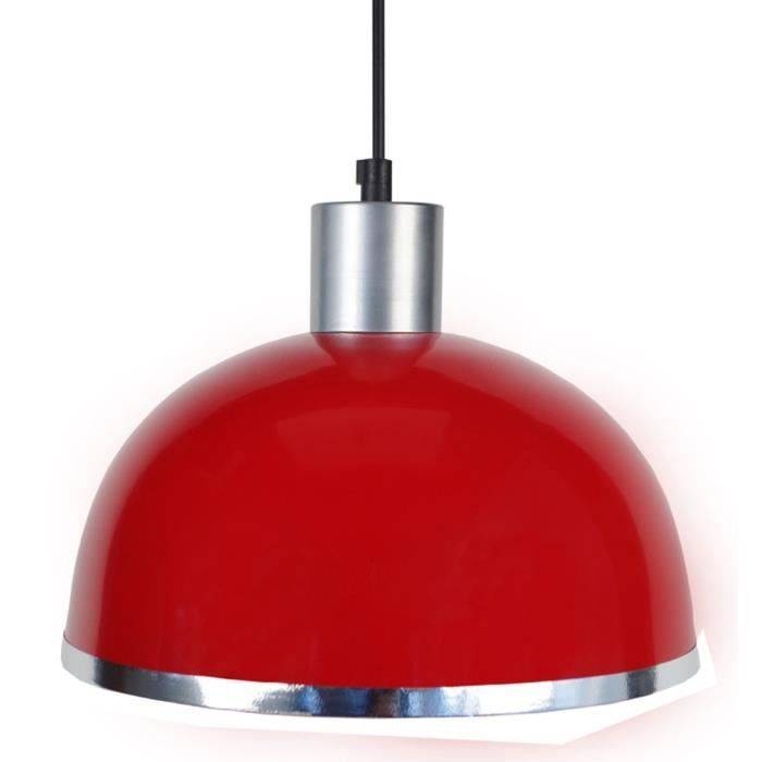 TOSEL Suspension 1 lumière - luminaire intérieur - acier rouge - Style industriel - H77cm L24,5cm P24,5cm