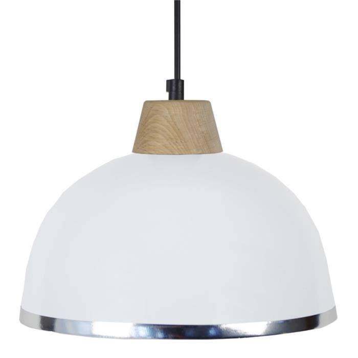 TOSEL Suspension 1 lumière - luminaire intérieur - acier blanc ivoire - Style industriel - H77cm L24,5cm P24,5cm