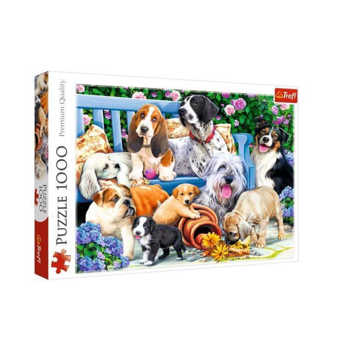 Puzzle 1000 pièces - Trefl - Chiens dans le jardin - Animaux - Blanc - Adulte