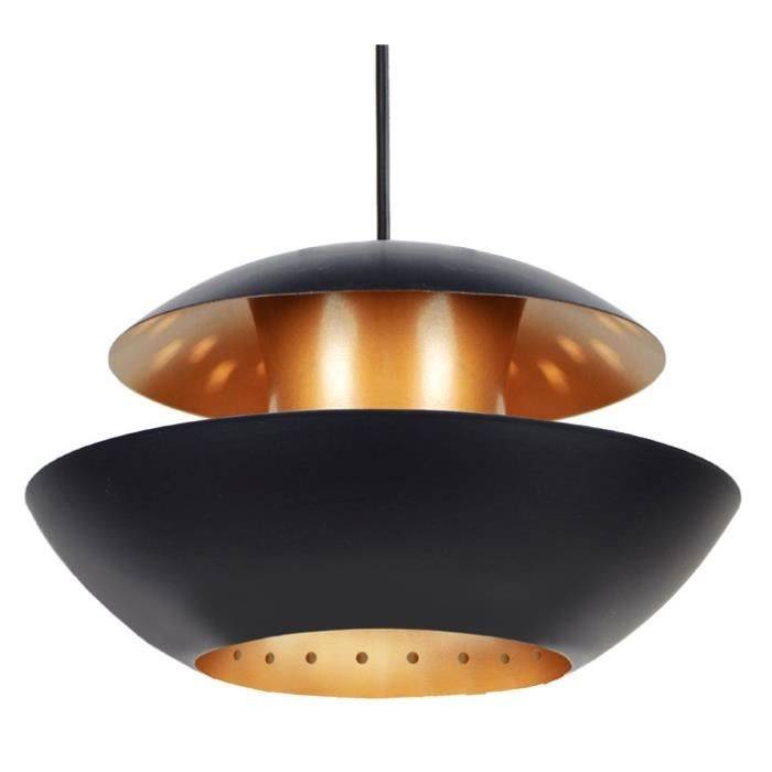 TOSEL Suspension 1 lumière - luminaire intérieur - acier noir et cuivre - Style urbain - H84cm L29cm P29cm