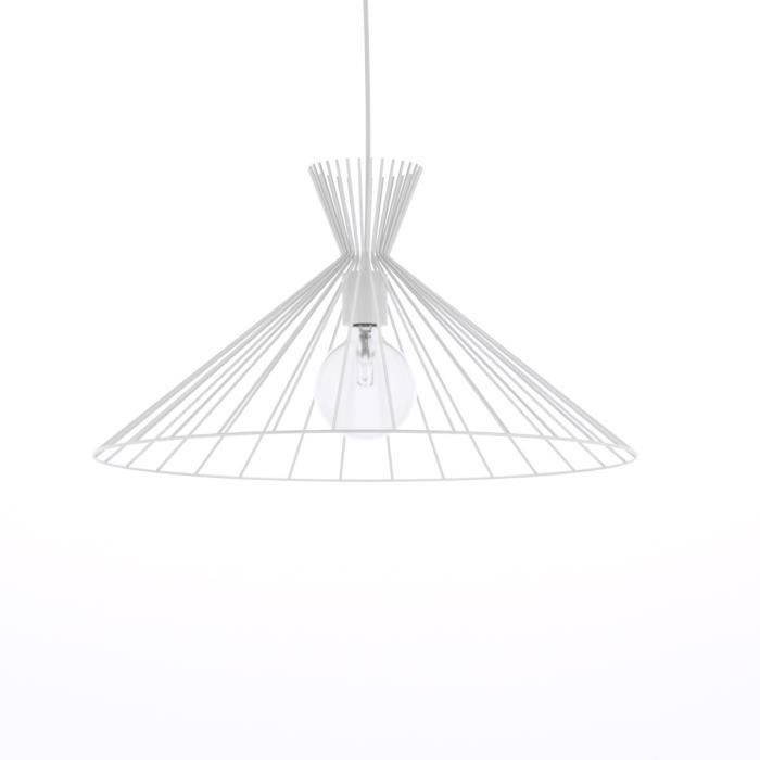 TOSEL Suspension 1 lumière - luminaire intérieur - acier blanc - Style inspiration nordique - H80cm L47cm P47cm