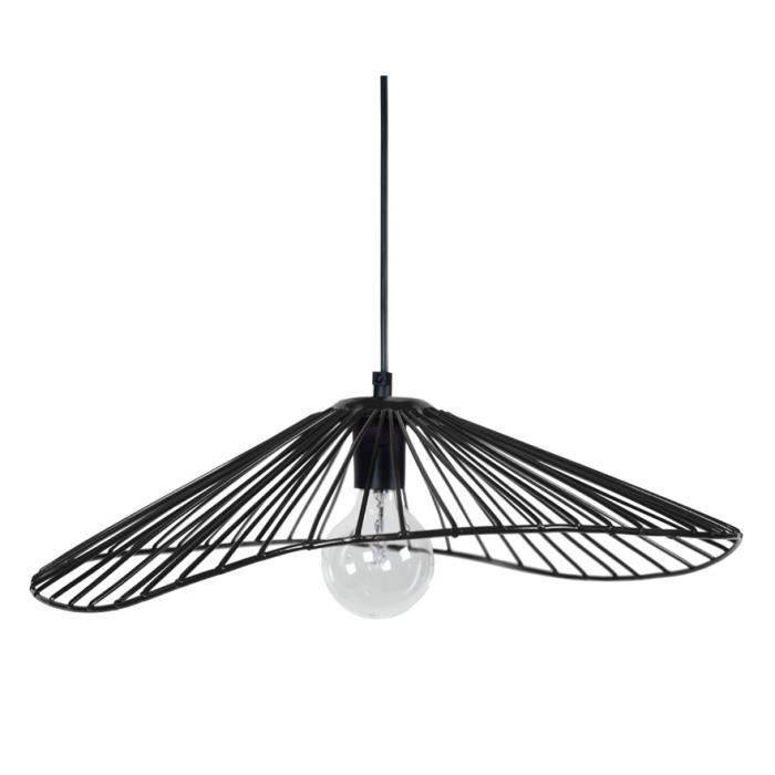TOSEL Suspension 1 lumière - luminaire intérieur - acier noir - Style inspiration nordique - H70cm L50cm P44cm