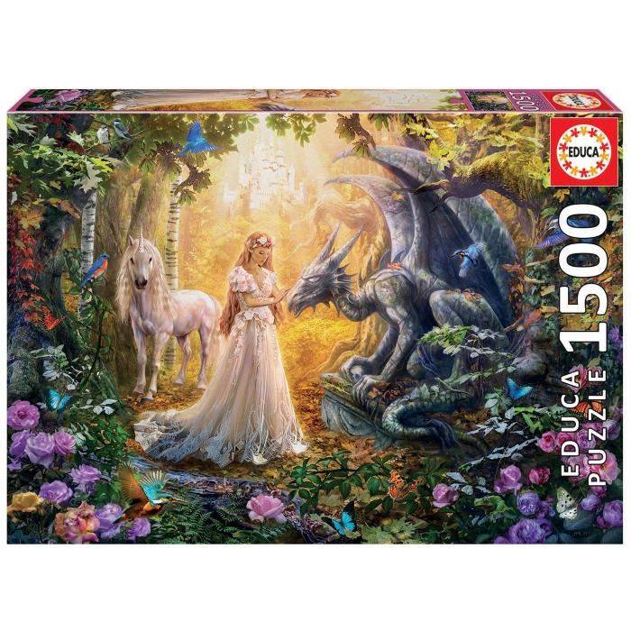 Puzzle Fantastique - EDUCA - 1500 pièces - Dragon, Princesse et Licorne