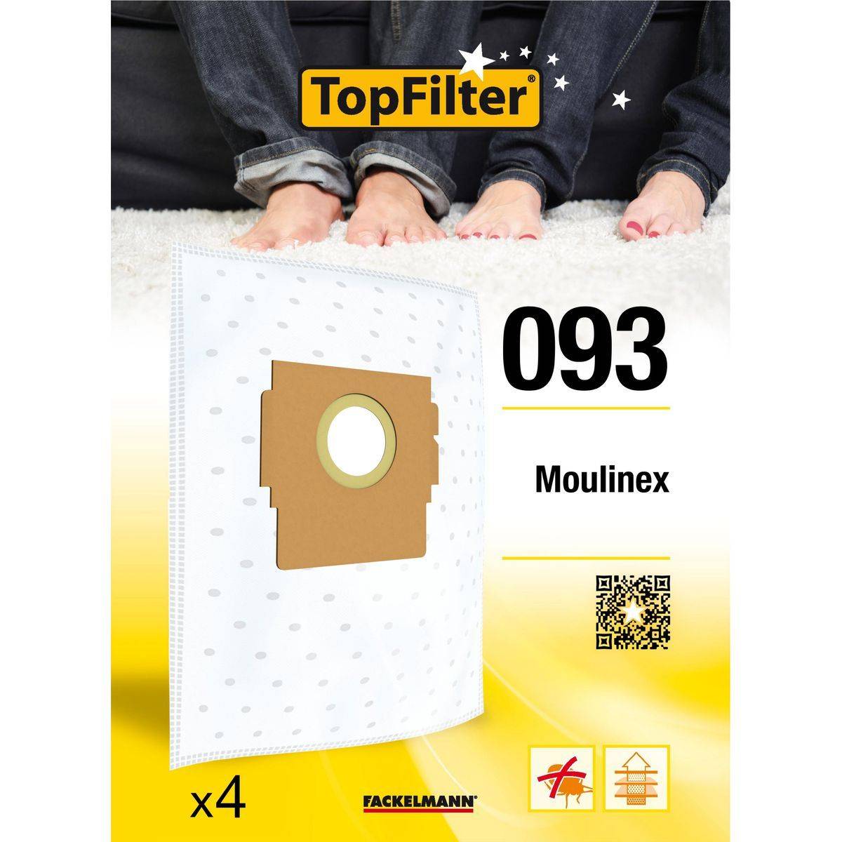 Lot de 4 sacs aspirateur pour Moulinex TopFilter Premium ref. 64093