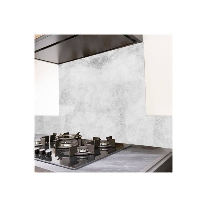 99 DECO - Crédence Cuisine Aluminium BETON CLAIR - L90xH70cm - Gris