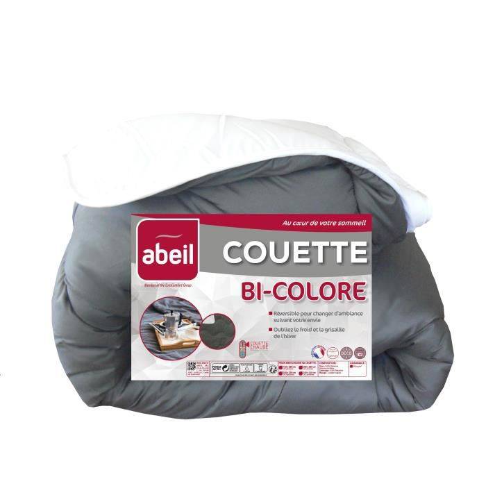 ABEIL Couette Bicolore - 200 x 200 cm - Blanc et gris