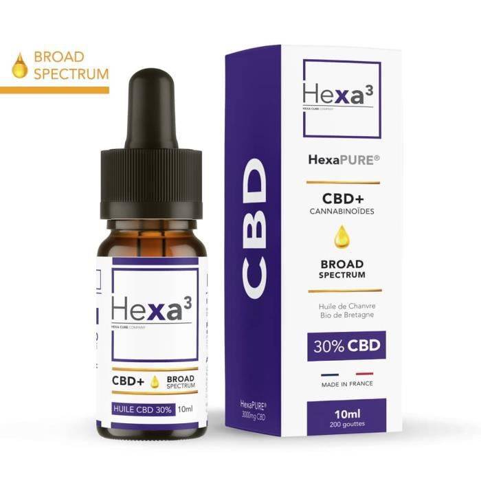 Huile CBD "Chanvre Bio" Broad Spectrum 30% / 3000mg HexaPURE Hexa3 (sans THC)