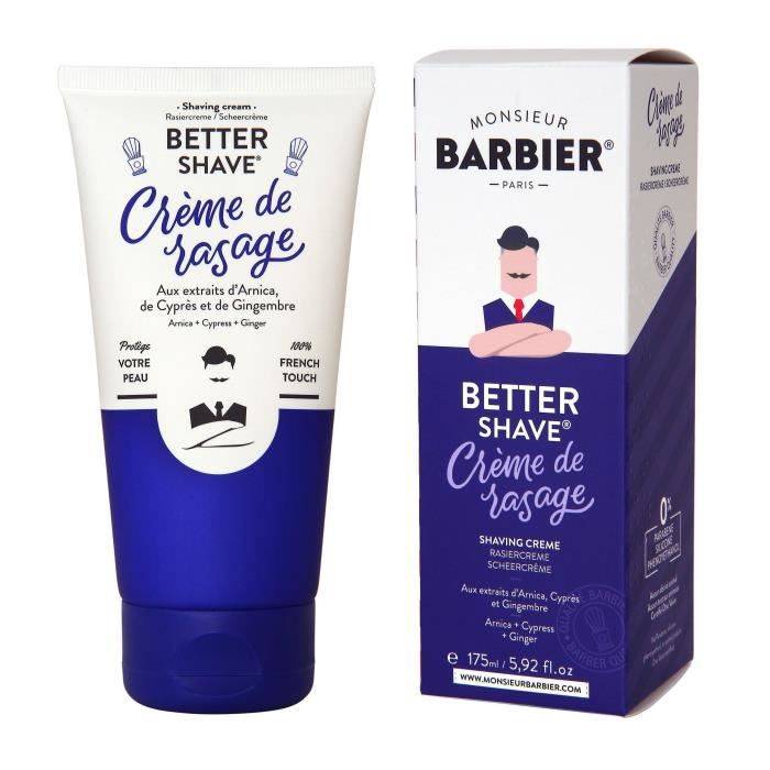 Crème de Rasage Monsieur BARBIER | Végane, Naturelle (97,7%) et Française | Protection idéal pour les peaux sensibles