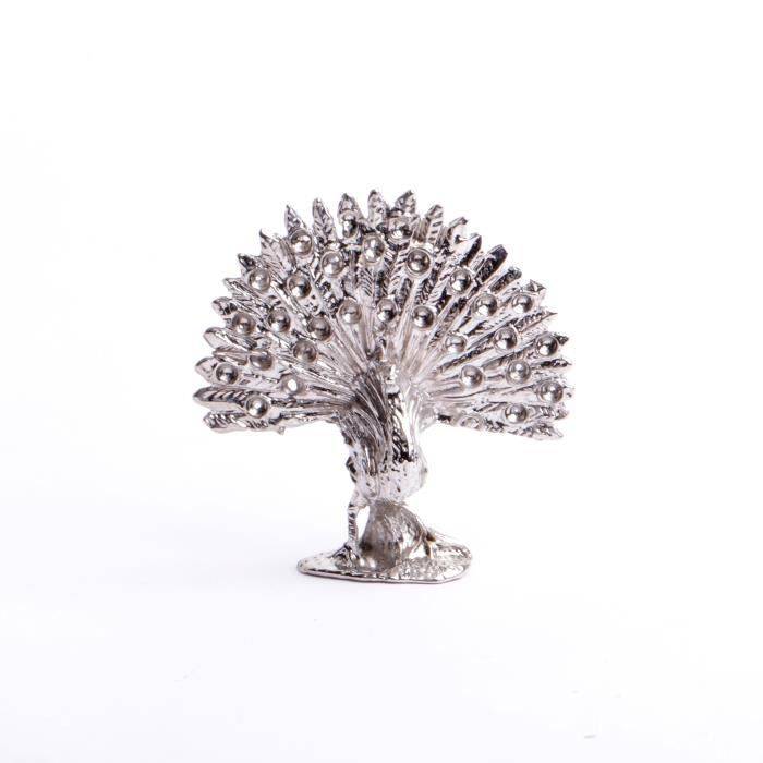 Rare colection animaux :  paon sculpture miniature en métal chromé objet insolite de décoration fabriqué en France.