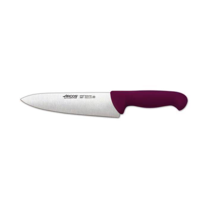 Couteau de chef Arcos 2900 - Prof 292131 en acier inoxydable Nitrum et mango Fusée ergonomique en polypropylène fuscia couleur et