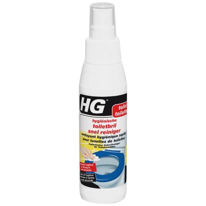 HG Nettoyant hygiénique 'rapide' pour lunettes de toilettes, Nettoyant désinfectant, WC (toilettes), Liquide, Spray, Blanc