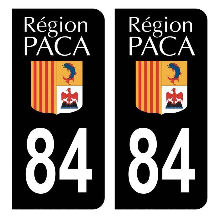 Autocollants Stickers plaque immatriculation voiture auto département 84 Vaucluse Ancien Logo Région PACA Noir Couleur