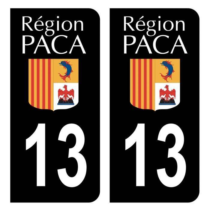 Autocollants Stickers plaque immatriculation voiture auto département 13 Bouches-du-Rhône Ancien Logo Région PACA Noir Couleur