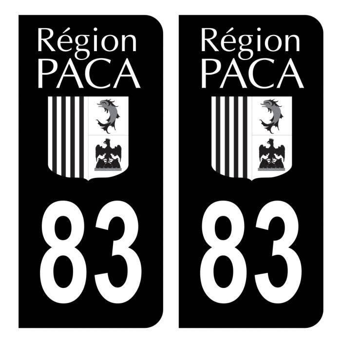 Autocollants Stickers plaque immatriculation voiture auto département 83 Var Ancien Logo Région PACA Full Noir