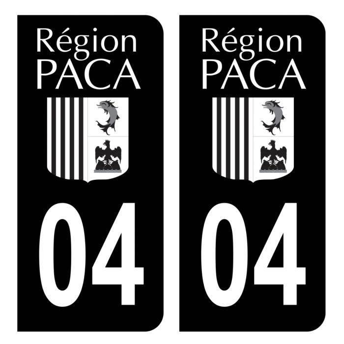 Autocollants Stickers plaque immatriculation voiture département 04 Alpes-de-Haute-Provence Ancien Logo PACA Noir