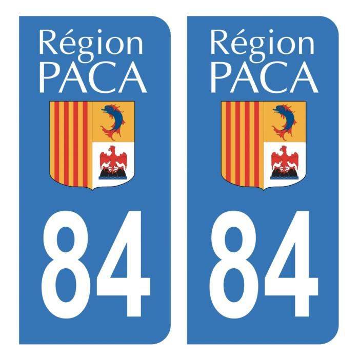 Autocollants Stickers plaque immatriculation voiture auto département 84 Vaucluse Ancien Logo Région PACA