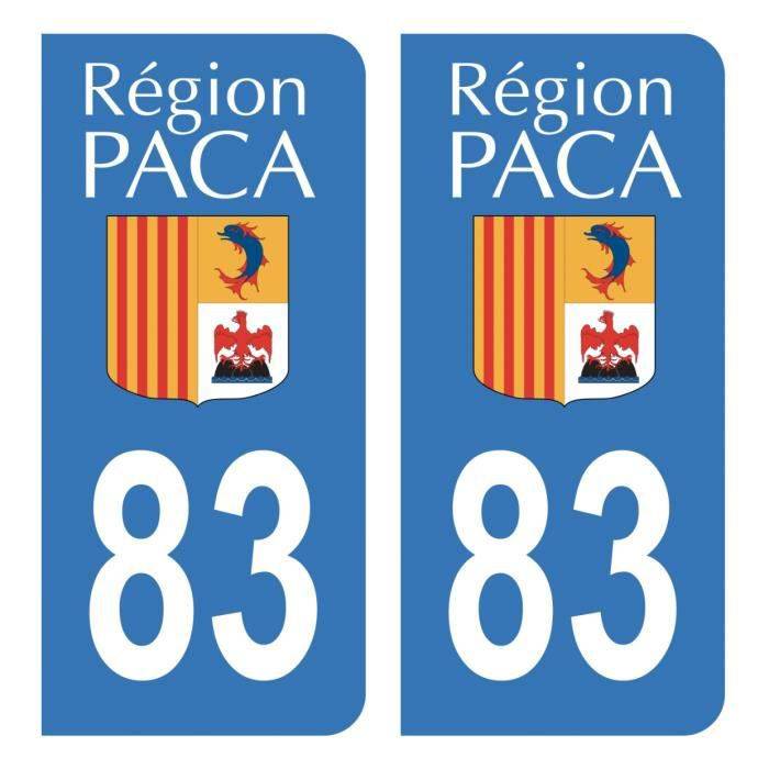 Autocollants Stickers plaque immatriculation voiture auto département 83 Var Ancien Logo Région PACA