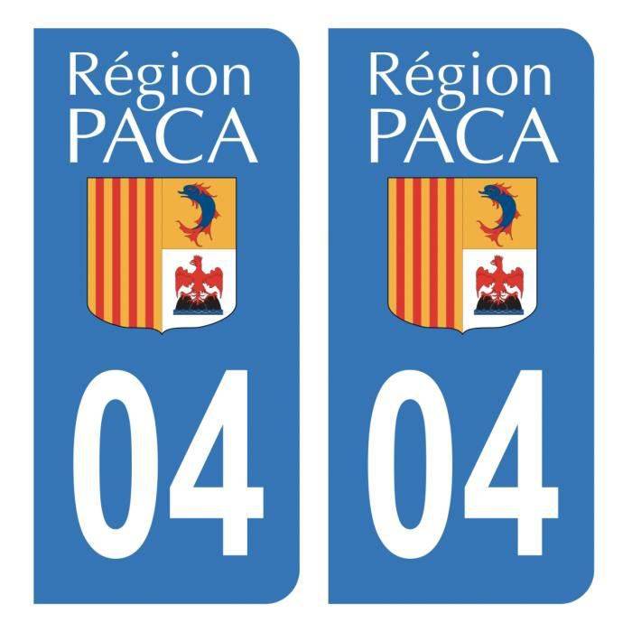 Autocollants Stickers plaque immatriculation voiture département 04 Alpes-de-Haute-Provence Ancien Région PACA