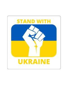 Autocollant Sticker Rectangle Emblème Stand With Ukraine Guerre  7 cm