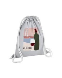 Sac de Gym en Coton Gris Bordeaux Vin France Ville Alcool Tourisme 12 Litres