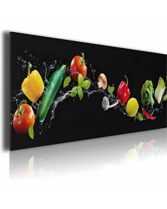 Tableau deco cuisine horizontal ratatouille et brocolis, 80x30cm
