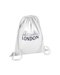 Sac de Gym en Coton Blanc London Minimalist Londres Voyage Angleterre 12 Litres