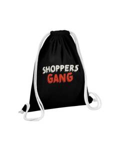 Sac de Gym en Coton Noir Shoppers Gang Mode Shopping Boutique Vêtement 12 Litres