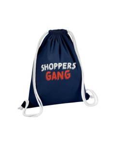 Sac de Gym en Coton Bleu Shoppers Gang Mode Shopping Boutique Vêtement 12 Litres