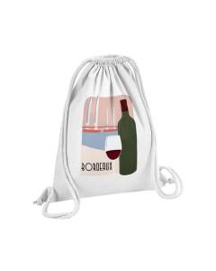 Sac de Gym en Coton Blanc Bordeaux Vin France Ville Alcool Tourisme 12 Litres