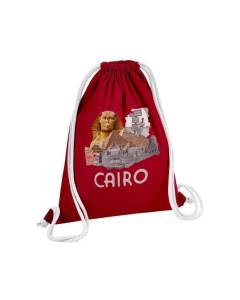 Sac de Gym en Coton Rouge Cairo Collage Le Caire Egypte Voyage Culture 12 Litres
