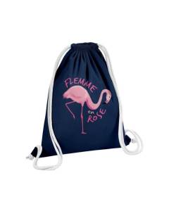 Sac de Gym en Coton Bleu Flemme en Rose Jeu de Mot Flamant Rose Ennui 12 Litres